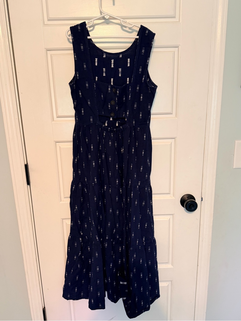 Madewell Navy Blue Sleeveless Tiered Midi Dress - Picture 3 of 3
